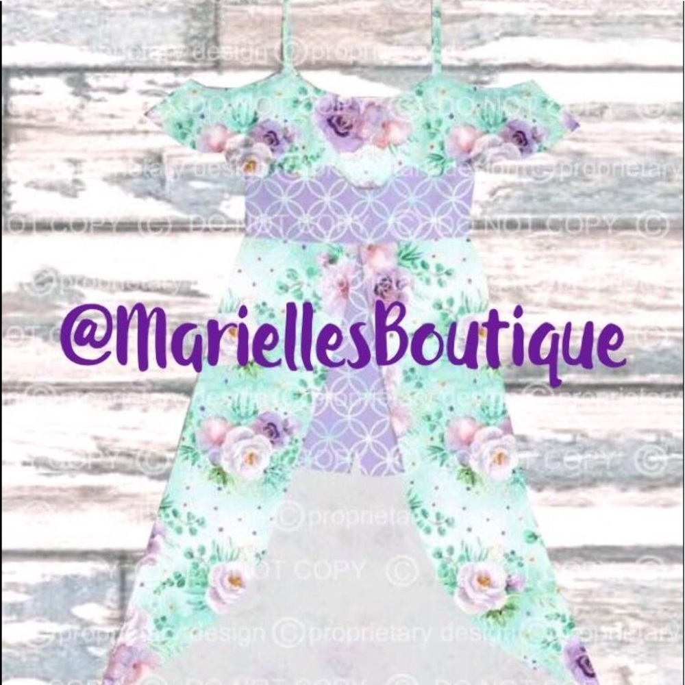 Aqua and Lilac Floral Skirted Short Romper
